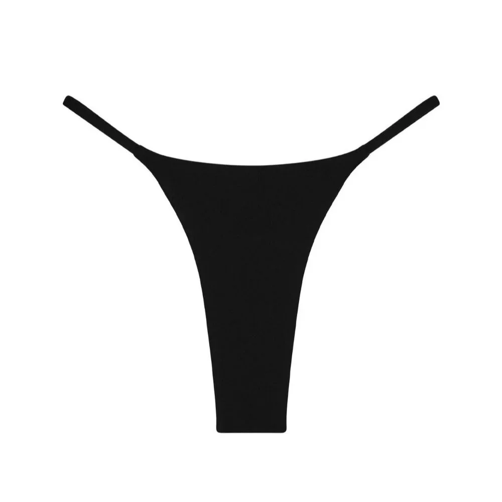 MONDAY Swimwear Brazil Thong Bikini Bottoms in Black